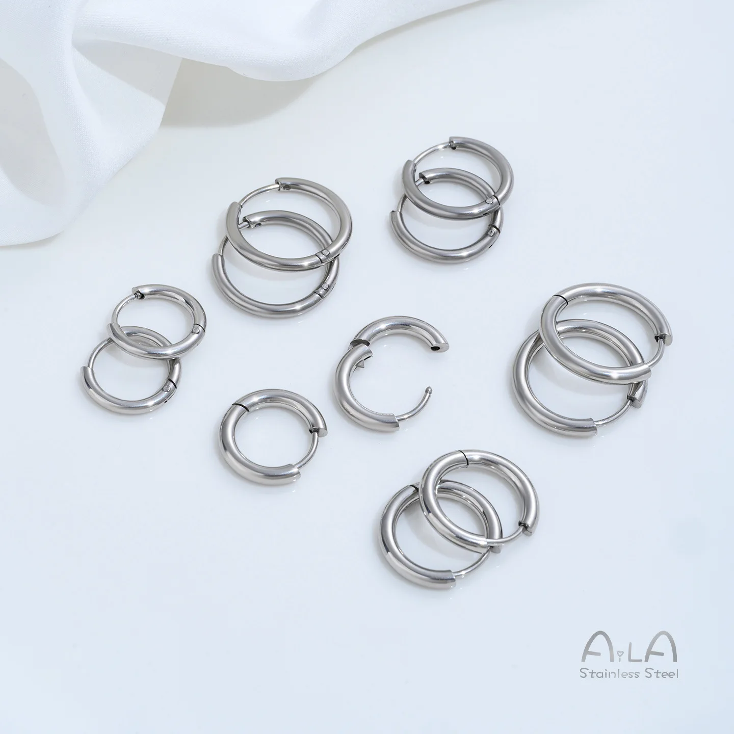 Stainless Steel Spring Hoop Earrings With & Without Hanging Loop DIY Handmade Pearl Earring Jewelry Findings