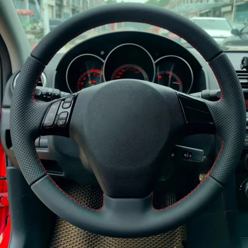 

Car Steering Wheel Weaving Microfiber Leather Mazda 3 Mazda 5 2004-2012 Interior Accessories Steering Wheel Cover For Mazda 6