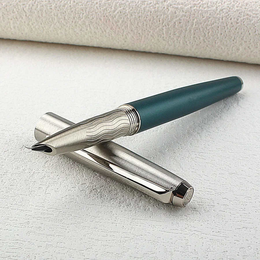 High Quality Classic Style All Steel Fountain Pen Bent 1.0mm Nib Ink Pens School Office Supplies Students Stationery