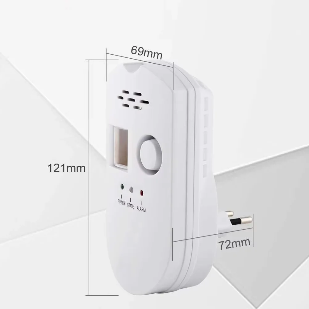 CPVAN Natural Gas Detector High Sensitive Home Gas Alarm Combustible Gas Leak Monitor For Home Security Protection(EU Plug)