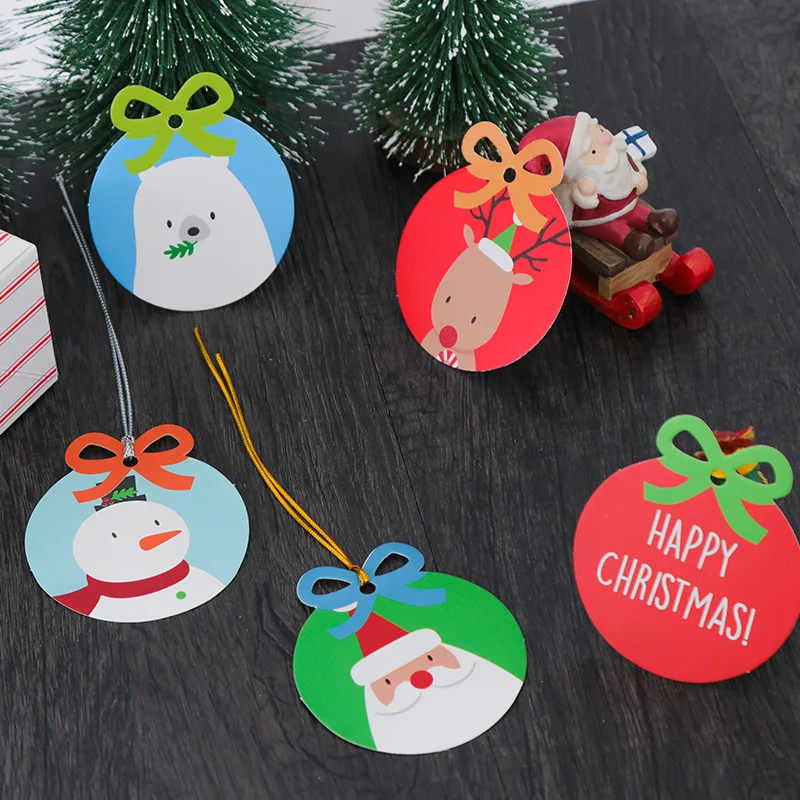 

Creative Round Christmas Small Tags Christmas Merry Cute Cardstock Christmas Tree Gift Box Decoration Greeting Cards Santa Claus