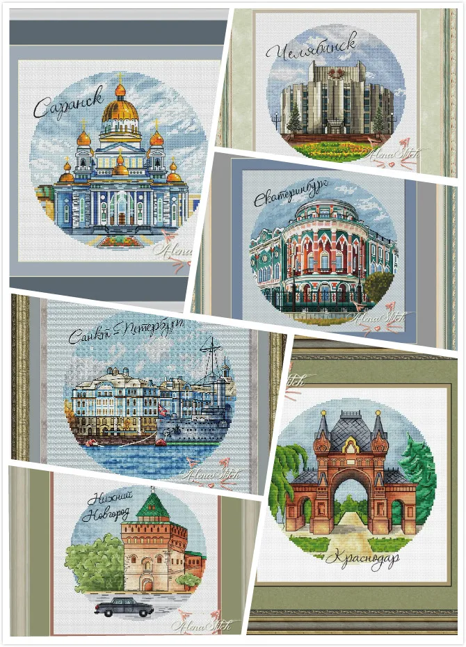 Russian Architecture DIY Cross Stitch Sets, Chinese Cross-Stitch Kits, Embroidery Needlework Sets, 16CT, 14CT, 18CT