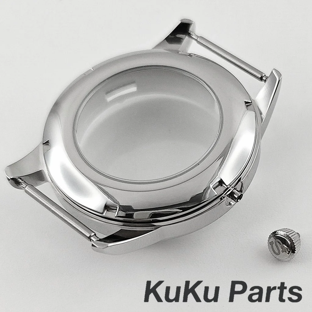 Silver NH35 40mm Cocktails Case Stainless Steel Silver Cocktails Arched Glass Watch Case Fit NH34 NH35 NH36 NH38 NH70 Movement image 6
