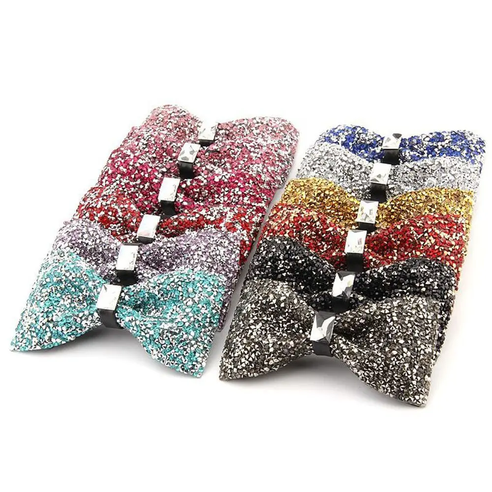 Glitter Rhinestone Bowtie Sparkle Tuxedo Bow Tie Party Prom Wedding Necktie Men\'s Fashion Bow Tie