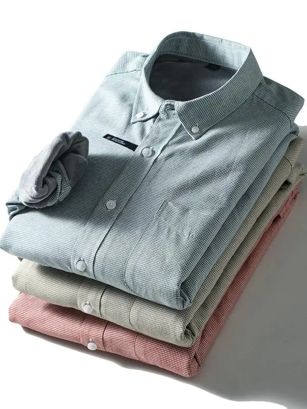 

Autumn Winter New Style Men's Business Casual Shirt Thickened Cotton Flannel Fashionable Plaid Warm Base Layer Shirt