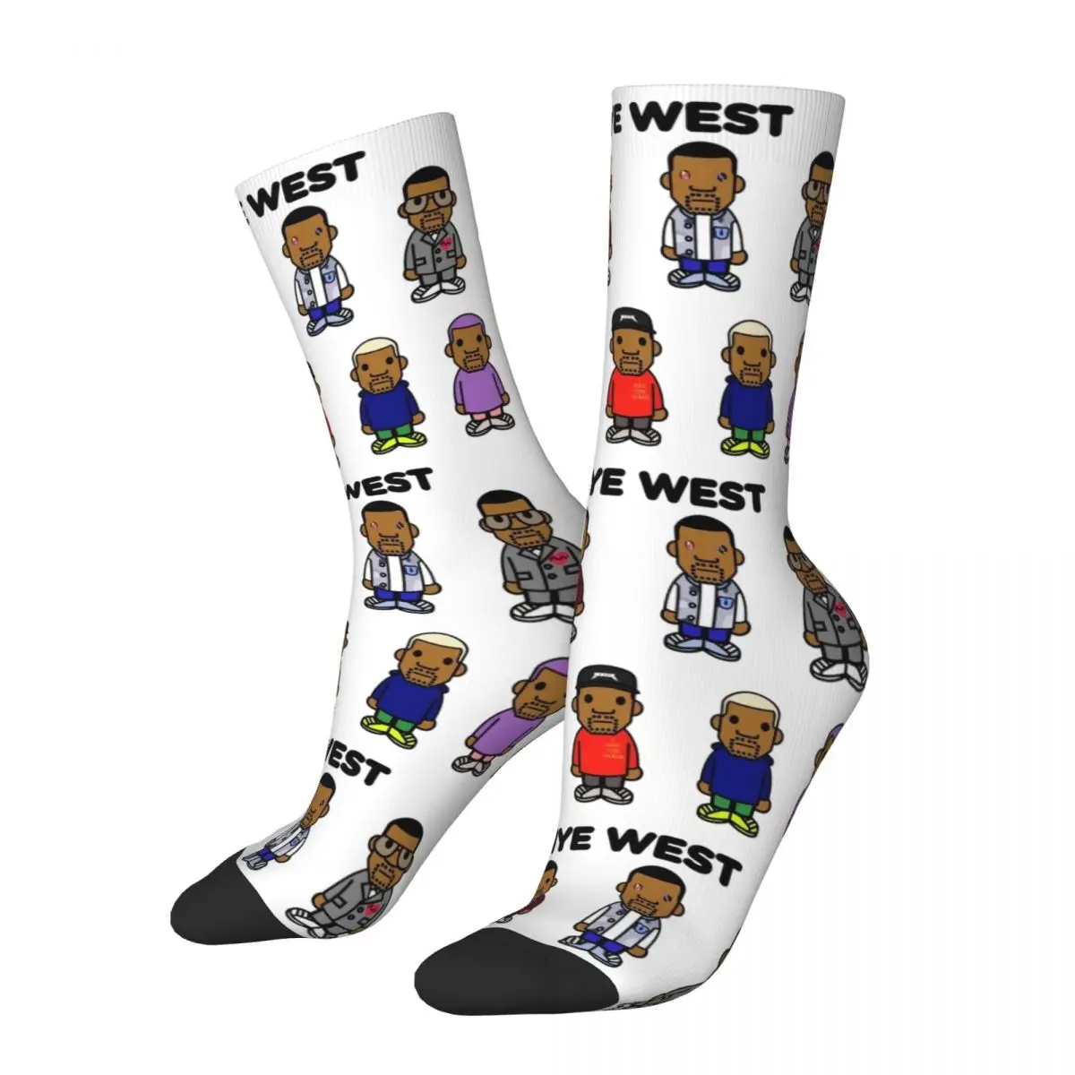 

Funny Kanye West Football Socks Rapper Hip Hop Singer Polyester Middle Tube Socks for Unisex Non-slip