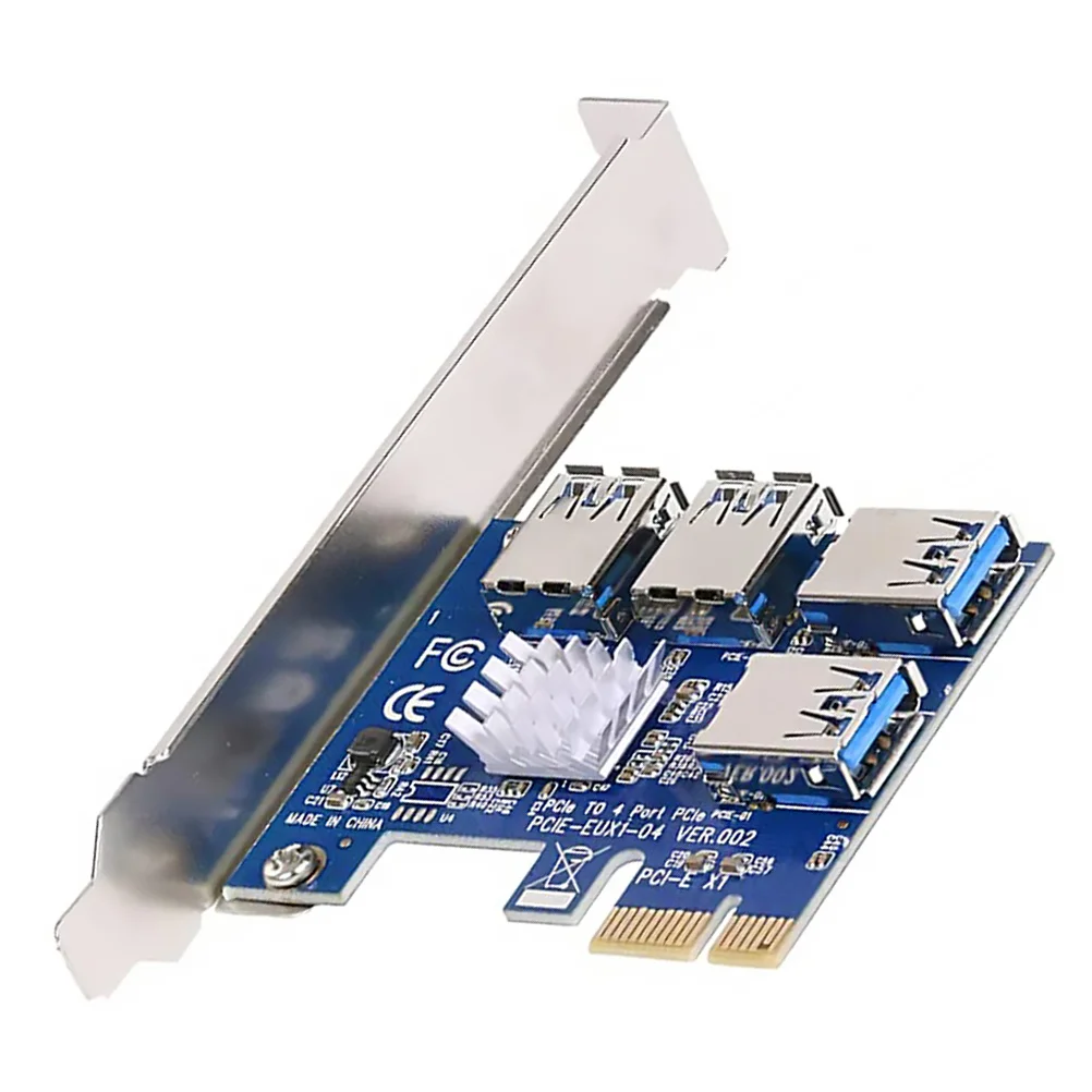 Pci-E Extender Pcie to 4 Ports USB 3.0 Riser Extension Computer Accessory Multiple Capacitors Stable Power Pci Express Adapter