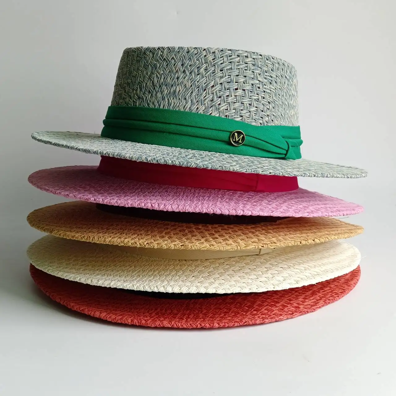 Indented-Crown Summer straw hat Metal Fittings French elegant outdoor beach travel  women's straw hat sun hat кепка женская
