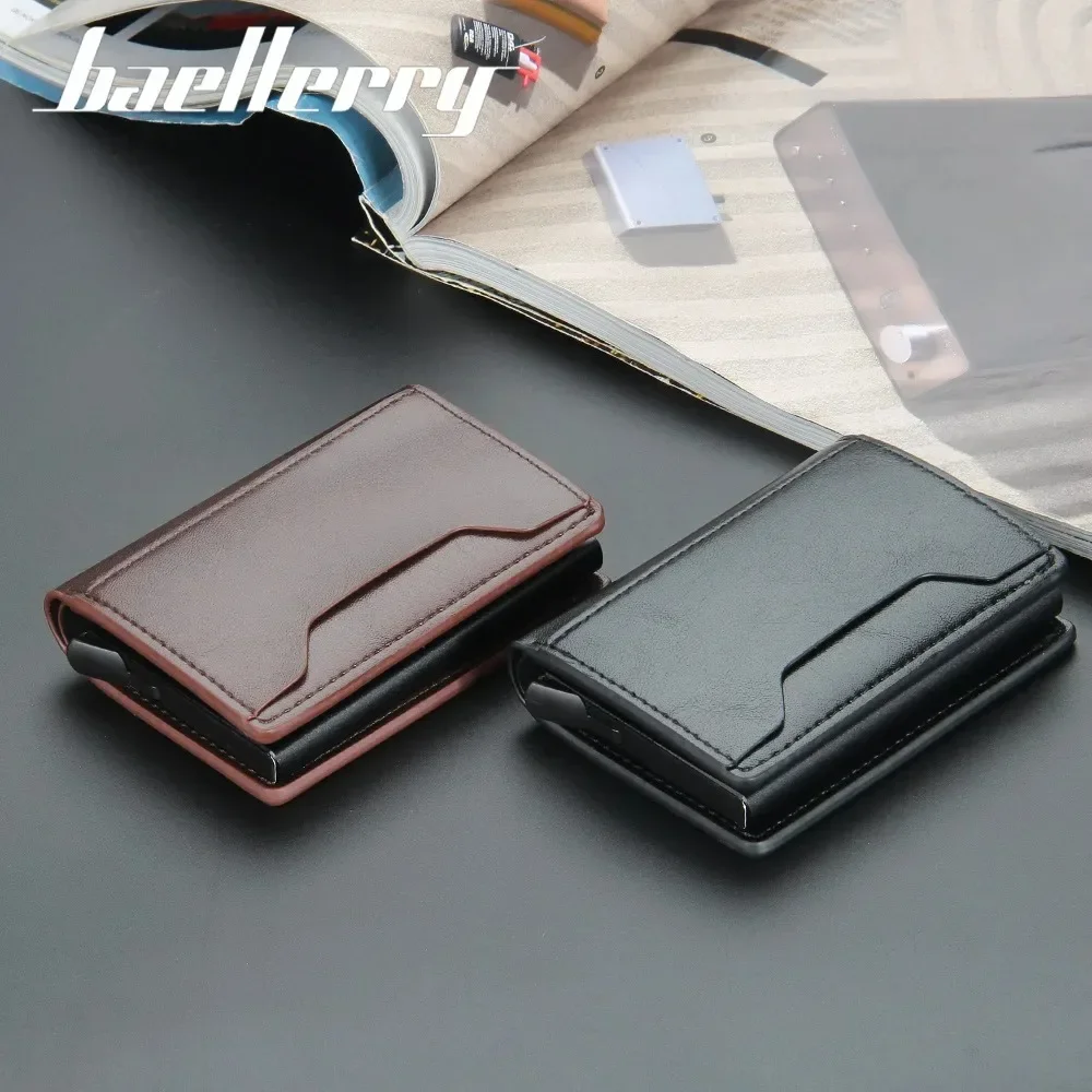 Anti Rfid Blocking Men Card Holder Case Wallets Free Name Customized Small Card Wallets Mini Wallet Qaulity Small Male Purses