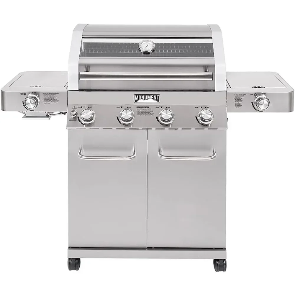 

4-Burner Propane Gas Grills Stainless Steel Cabinet Style with Clear View Lid, LED Controls, Built in Thermometer