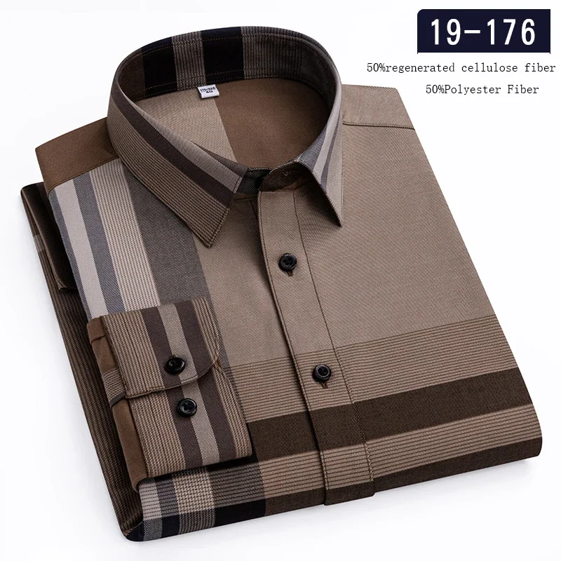 

New in shirt hight qulity England Style long-sleeve shirts for men slim fit casual top plaid fashion soft enegant office clothes