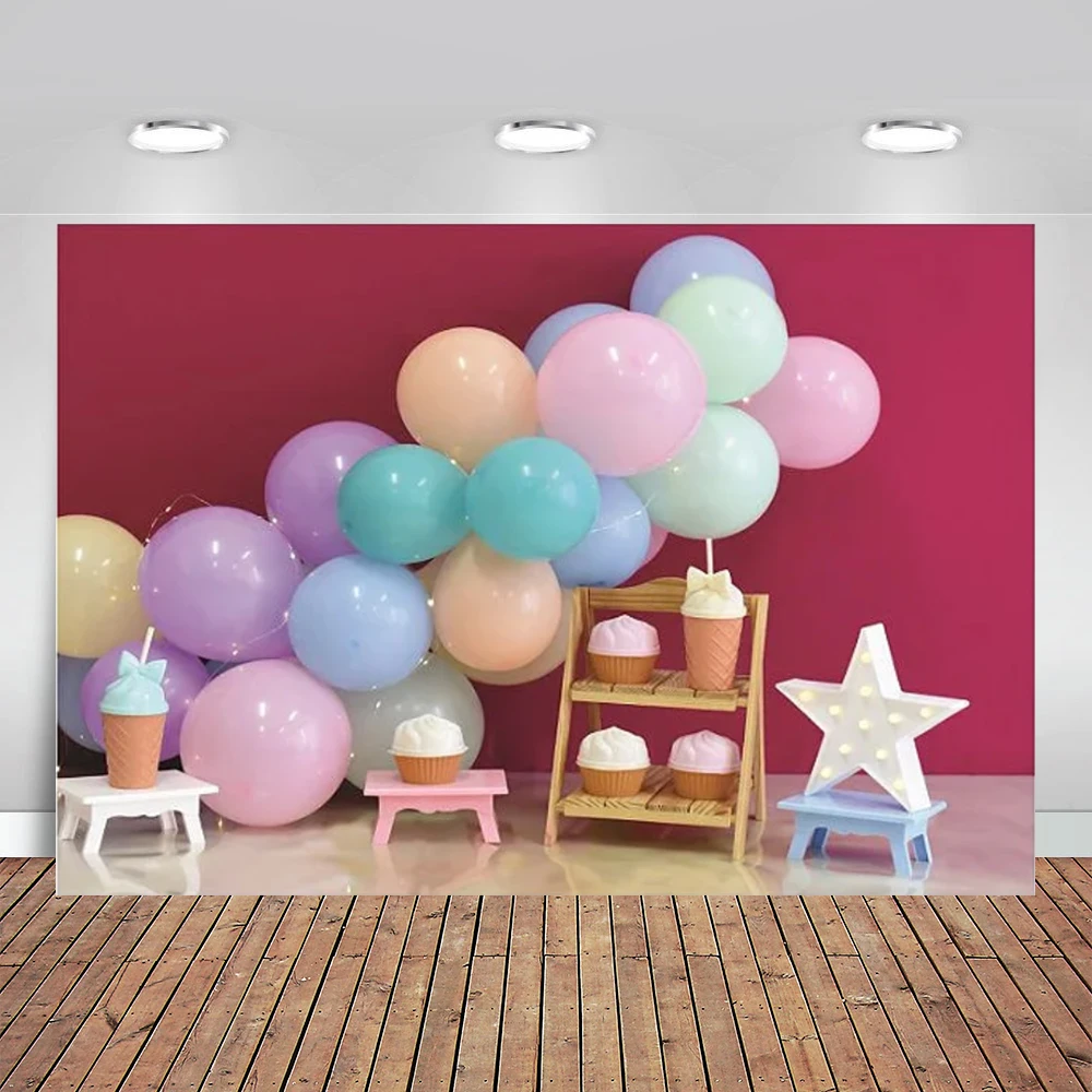 Photography Background Summer Sweet Ice Cream Shop Princess Girl Birthday Party Cake Smash Decor Photo Backdrop Studio