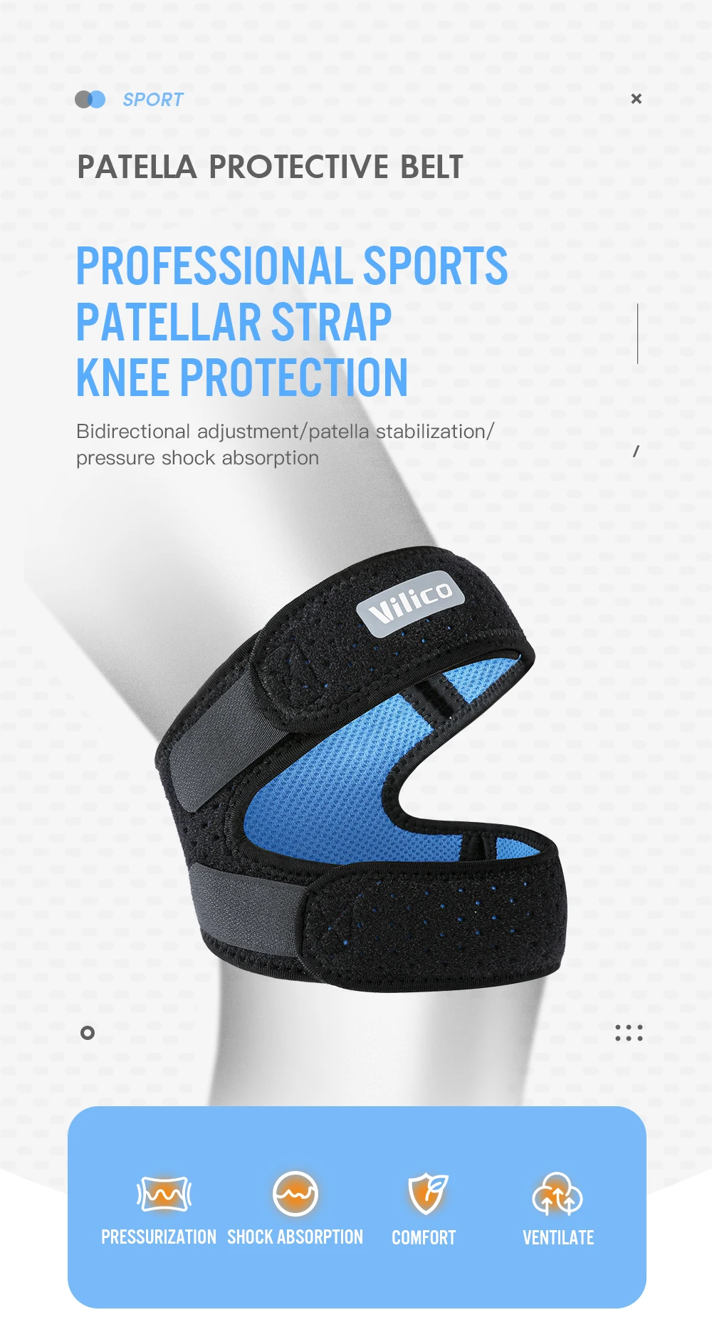 1Pcs Band Strap Einstellbare Iliotibial Knie Oberschenkel Hüfte ITB Syndrom Kompression Wrap Unterstützung, Atmungsaktive Patellar Sehnenscheidenentzündung – Detail 1