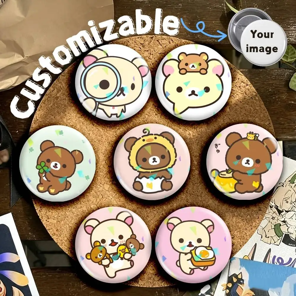 Cartoon R-Rilakkuma Cute Design Round Badge Pins Creative Pins Bag Decor Accessories Fan Collection Gifts for Friends