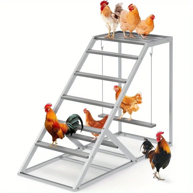 

Chicken Perches for Chicken Coops, Durable Grey Metal Perches with Swing Or Ladder for Backyard Poultry Houses, Multi-Level Perches And Play Accessories, Safe, Space-Saving Design, Coop Swing/New Gray Style/Table Shaped Ladder/Double-sided Ladder