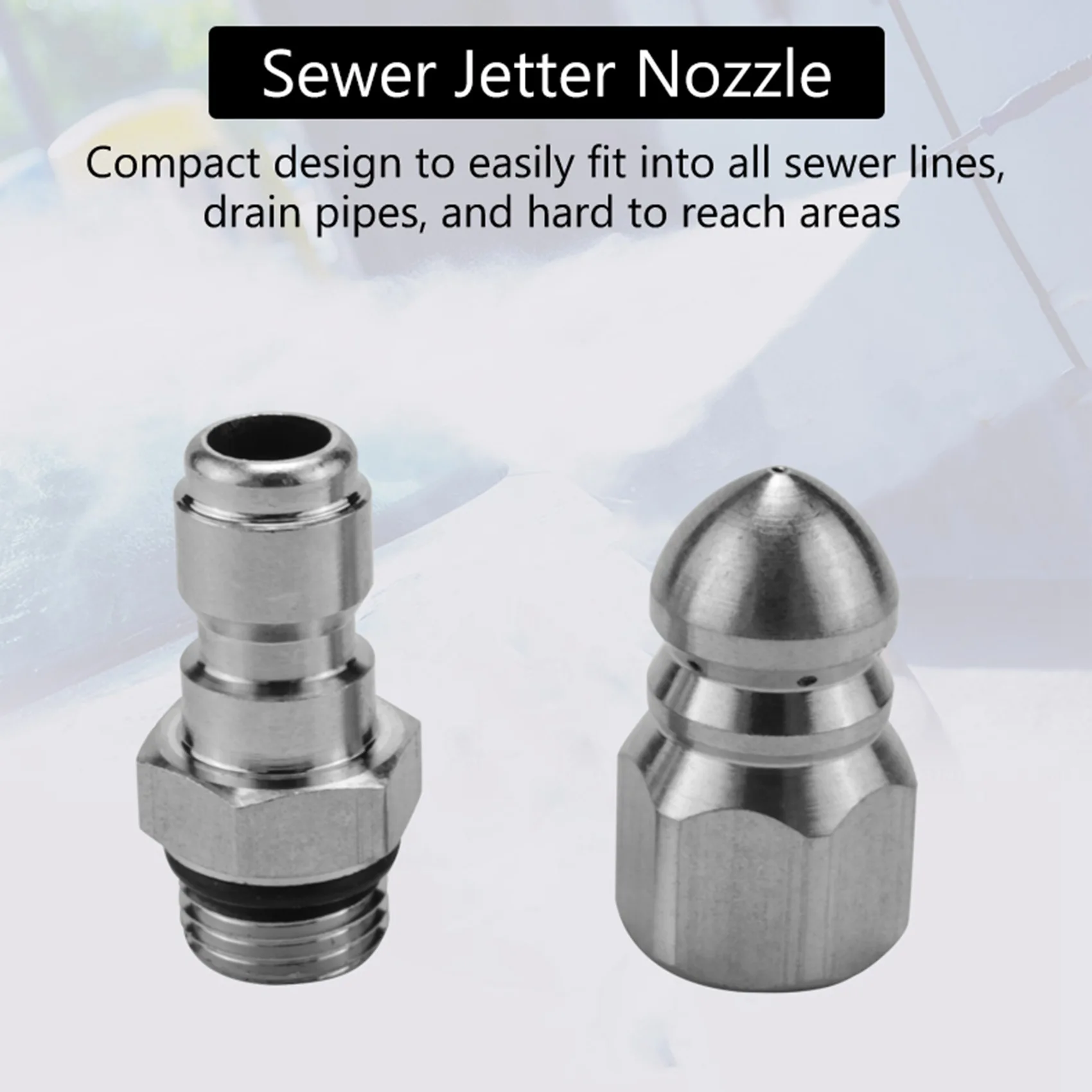 Sewer Jetter Nozzle for Pressure Washer with 1/4 inch Quick Connect - for Drain Jetting Clog Remover,1 Front 6 Rear Jets