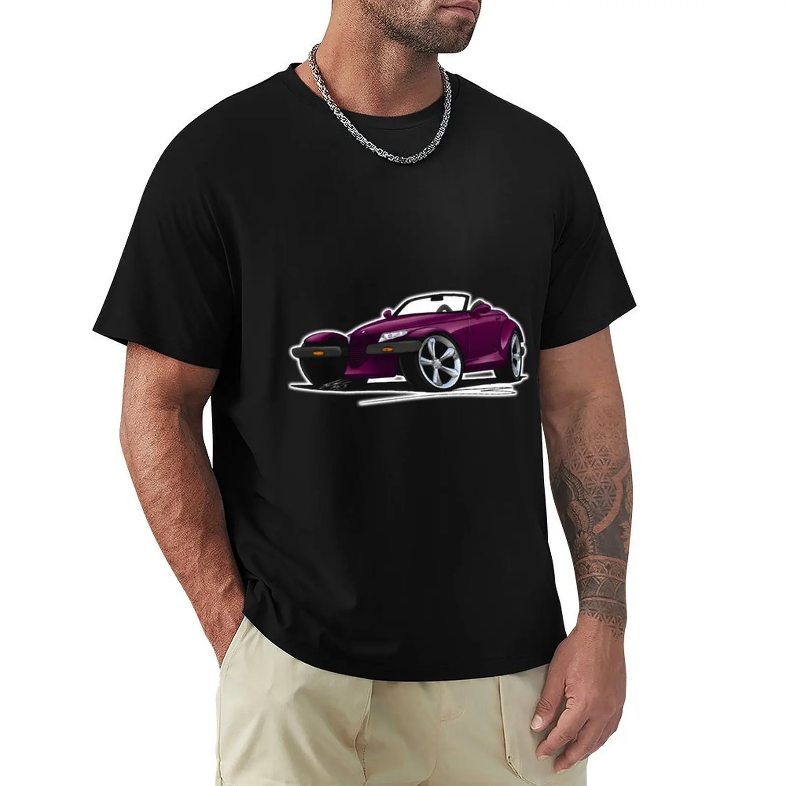Camiseta morada Plymouth Prowler, camisa informal de manga corta con diseño sencillo
