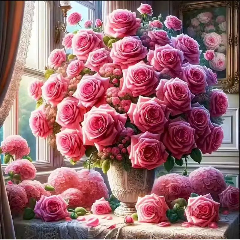 

GATYZTORY Diamond Painting Flower DIY Acrylic Craft Supplies Diamond Mosaic Picture Of Rhinestones Handmade Hobby