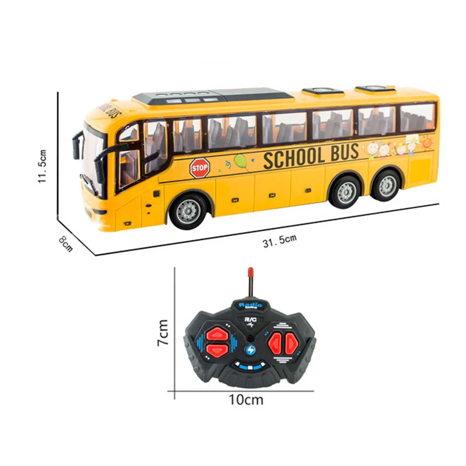 RC School Bus Remote Control Car Vehicles with LED Lights Electronic Truck for