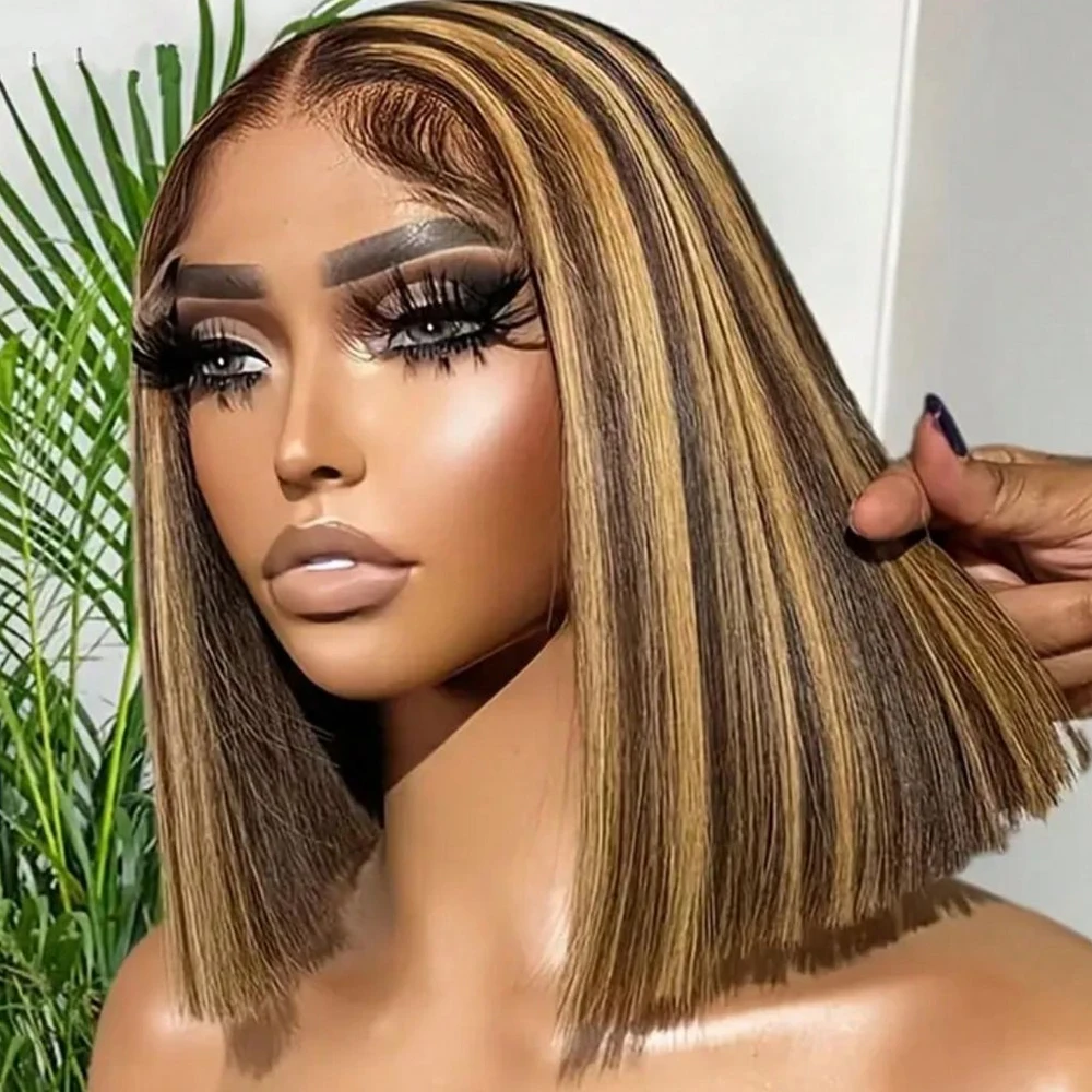 

P4 27 Highlight Bob Human Hair Wigs 13X4 Lace Frontal Wig Human Hair 200 Density Brazilian Hair Wigs For Black Women