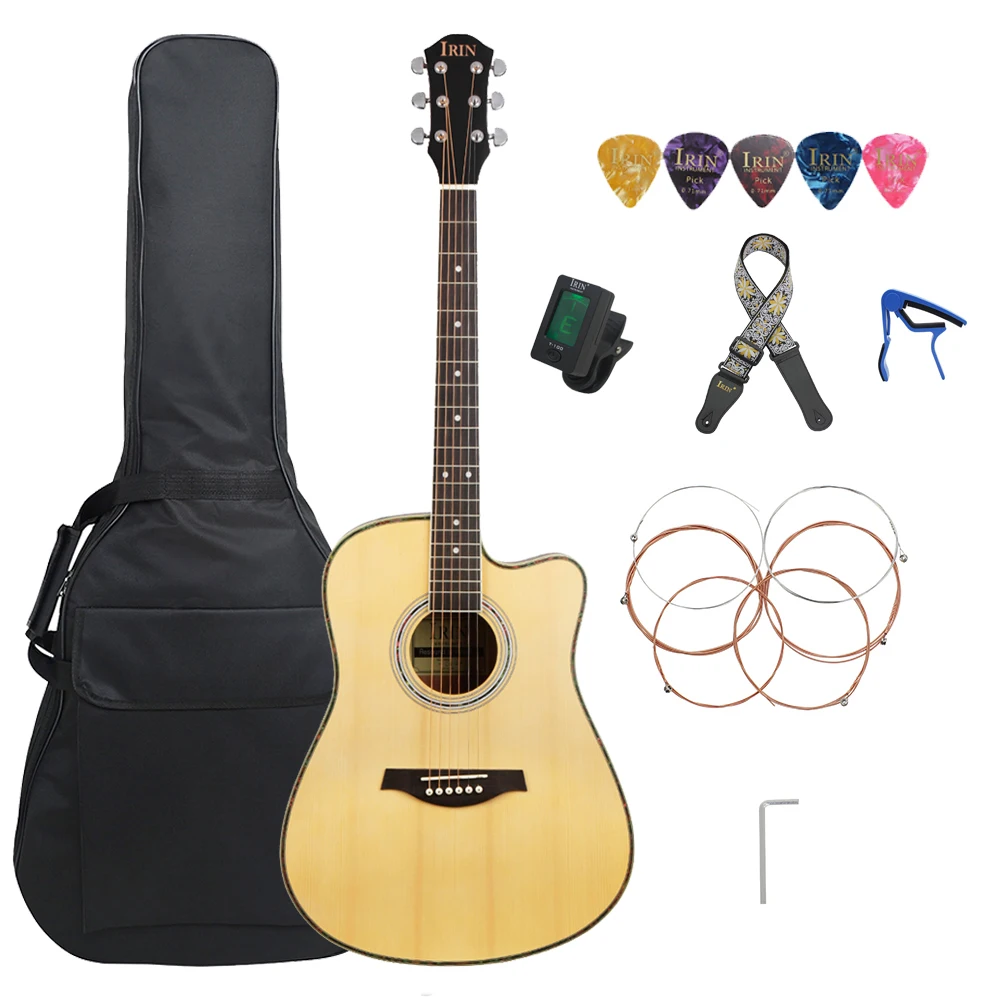 IRIN 41 Inch Acoustic Guitar 6 Strings Maple Body Folk Guitar Guitarra With Guitar Bag Capo Picks Necessary Parts & Accessories