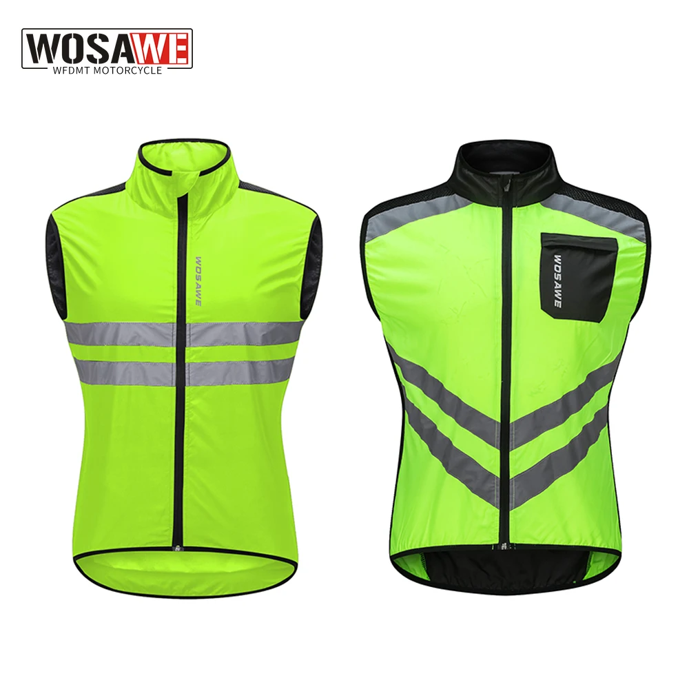 WOSAWE High Visibility Reflective Vest Zipper Front Safety Vest With Reflective Strips Safety Vest For Motorcycle Racing Running