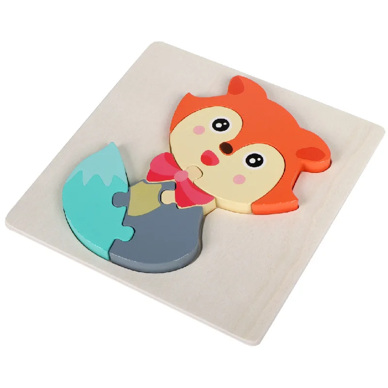 3D Wooden Puzzle Baby Toys Montessori Cartoon Animals Kids Puzzle Baby Game Jigsaw Puzzle Educational Toys for Babies