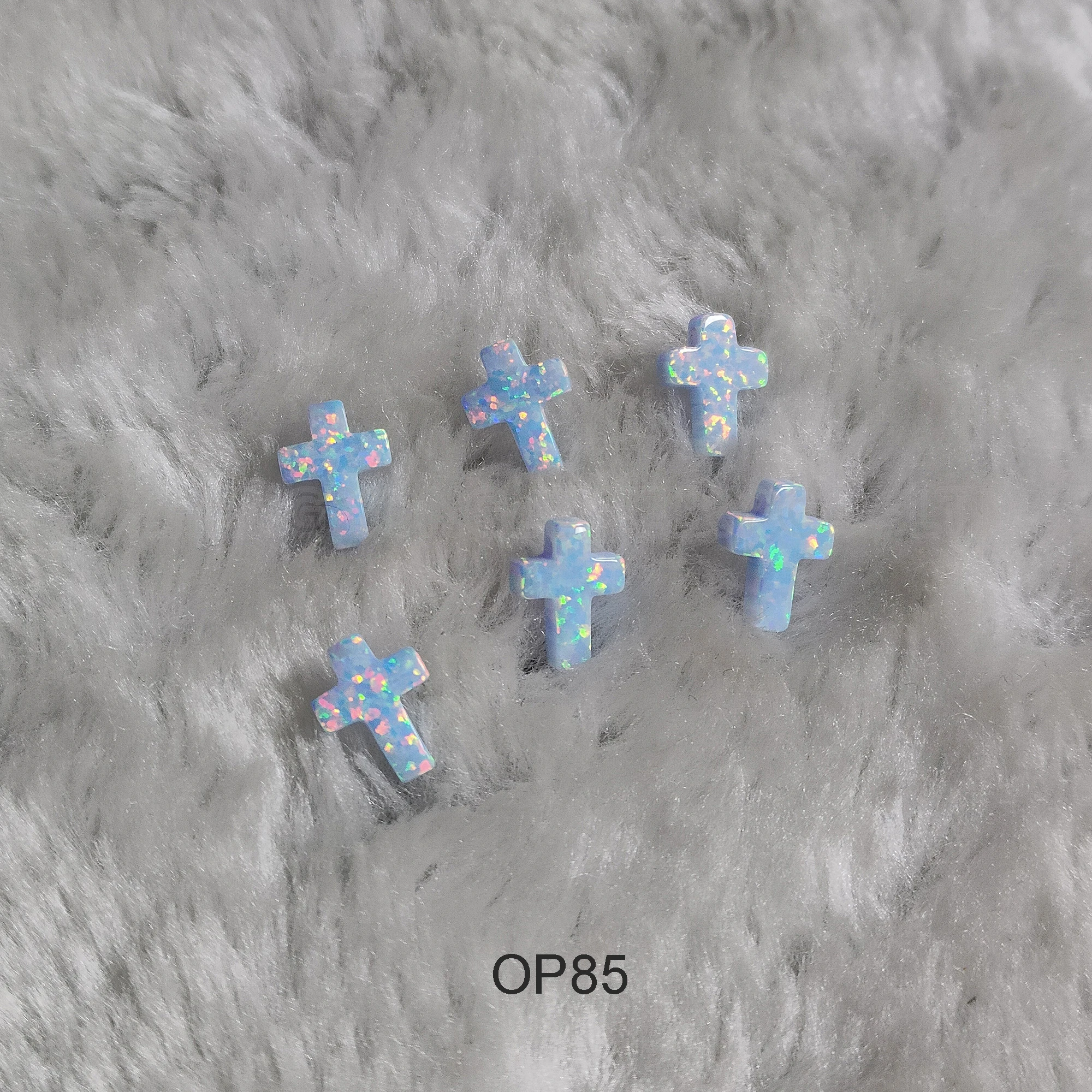 

20/50pcs Cross Beads for Jewelry Making 7.5x10mm Synthetic Opal Cross Charms for Bracelet