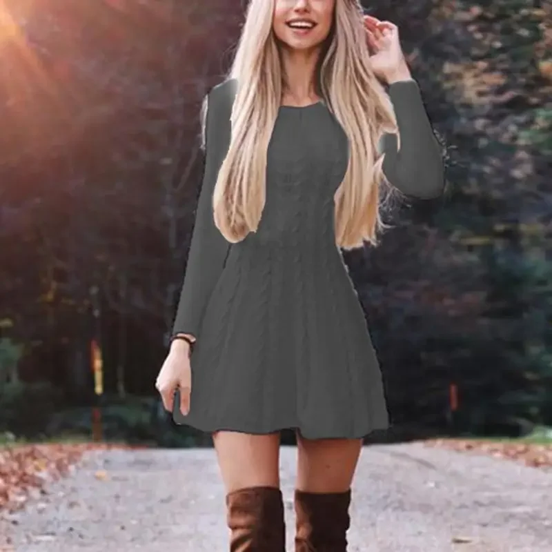 Knit Sweater Dress Women O-neck Sexy Long Sleeve Loose Party Work Harajuku Francais Autumn Winter Vestido Streetwear Sweater