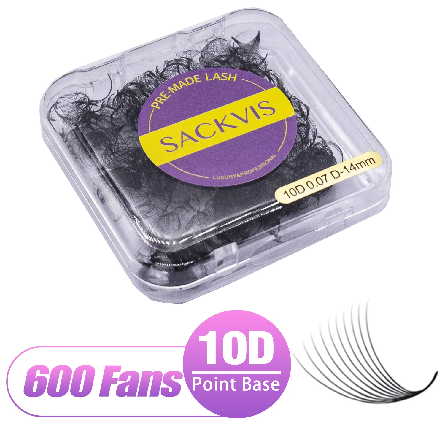 Sackvis Lashes 600 Fächerwimpern 10D/15D/20D Vorgefertigte Fächer D-Curl Lose Volumen-Wimpernfächer Vorgefertigte Wimpernverlängerung 8-15mm