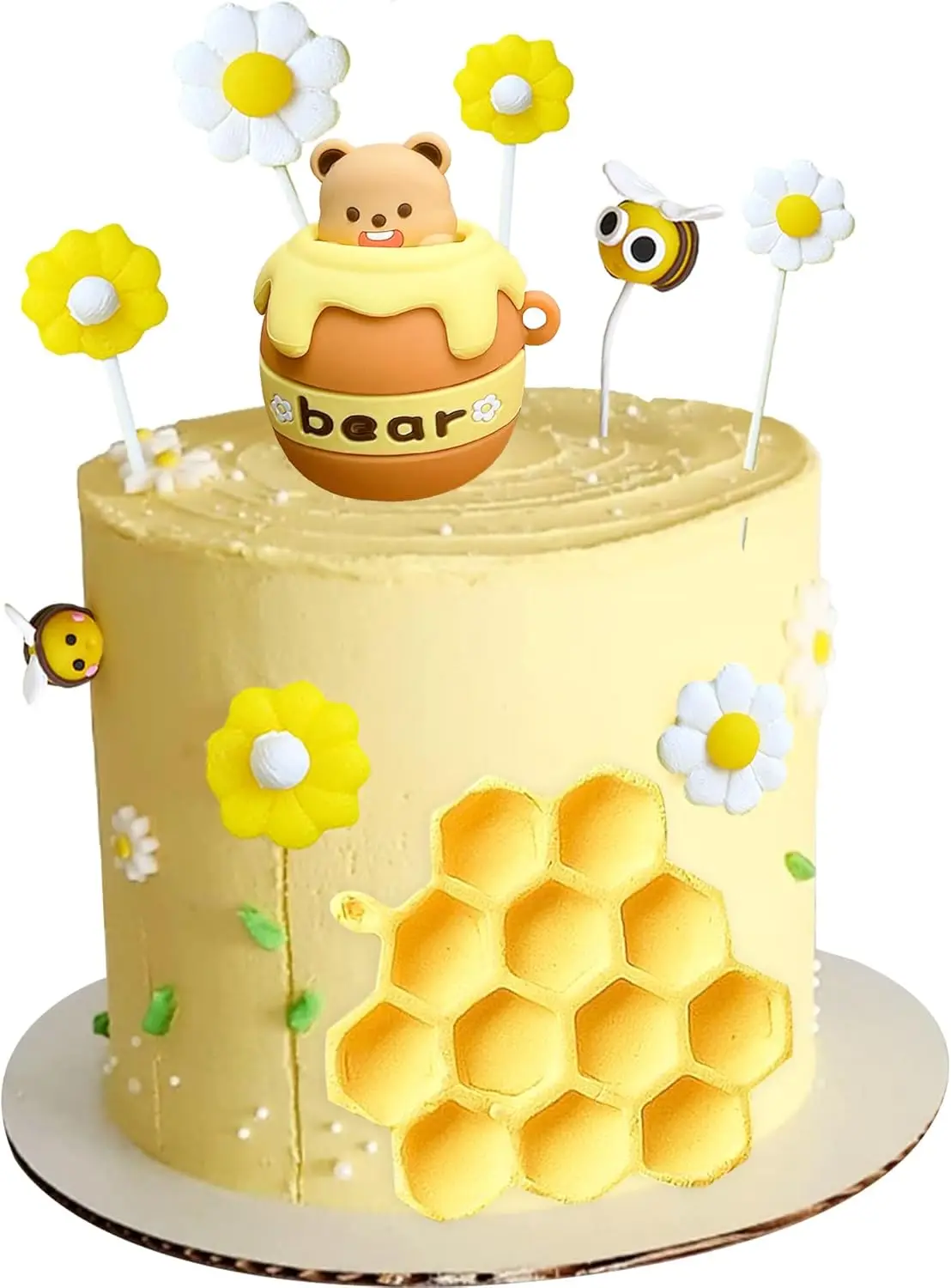 Adornos para Cupcakes de Abejas y Panal de Miel Honey Bear, Decoraciones de Pastel con Flores de Margarita, Abejitas para Decoración