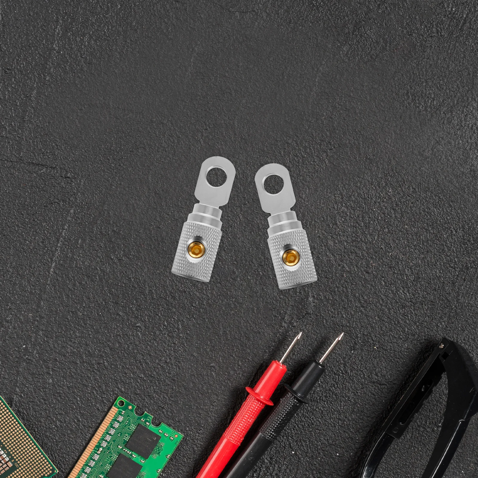 ขั้วต่อสายไฟทองแดงแบบไม่ต้องบัดกรี 2 ชิ้น สำหรับต่อสายอินพุตแอมป์เครื่องเสียงรถยนต์ ลดขนาดสายไฟ