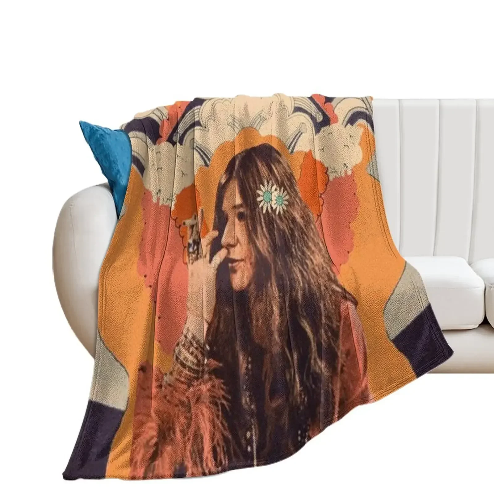 Janis joplan Throw Blanket For Decorative Sofa Giant Sofa Blankets