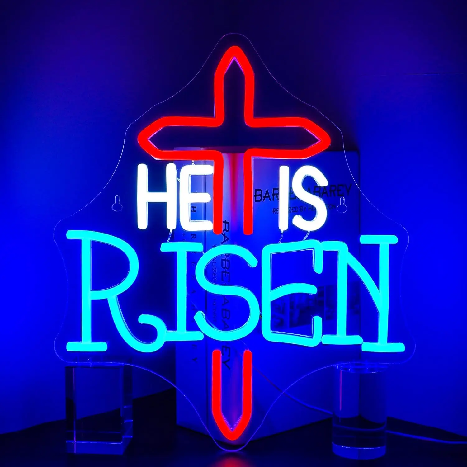 He Is Risen Neon Led Sign Easter Halloween Led Lights Room Decoration For Bedroom Halloween Party Bar Club Shop USB Wall Lamp