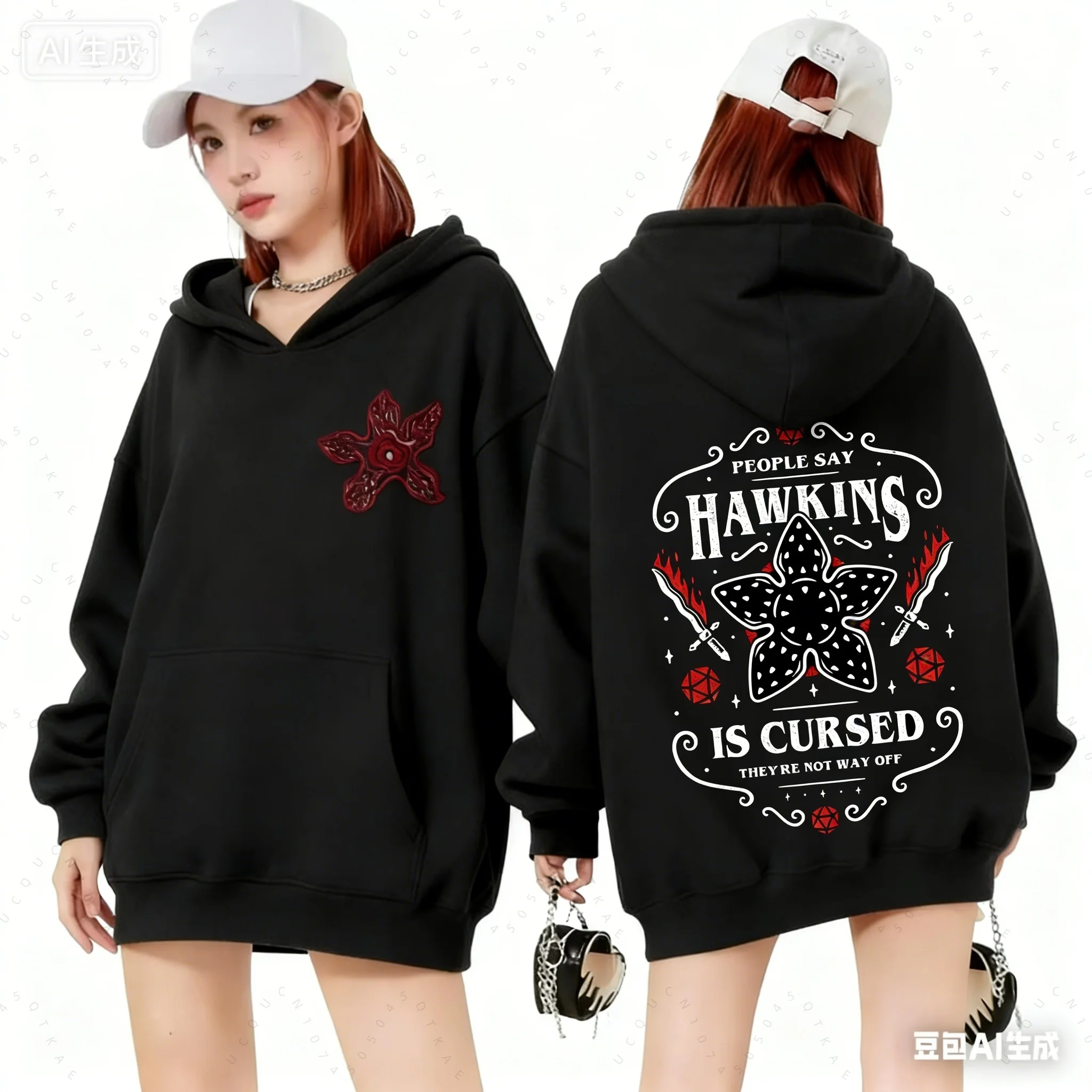 

2026 Детские толстовки с капюшоном Hawkins Demogorgon, толстовка с капюшоном для девочек и мальчиков, детские корейские модные топы, мотоциклетная толстовка для девочек