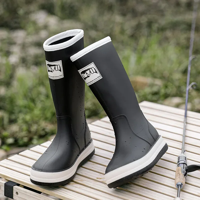 Outdoor Women\'s Rain Boots Fashion Middle Fishing Shoes Non-Slip Waterproof Shoes Couple Work Shoes Rubber Shoe Warm Rain Boots