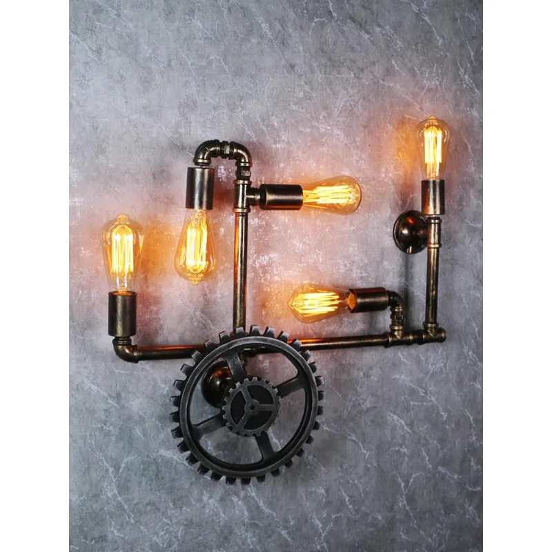 Vintage industrial wind wall lamp wrought iron decoration aisle bar cafe restaurant creative water pipe lamp