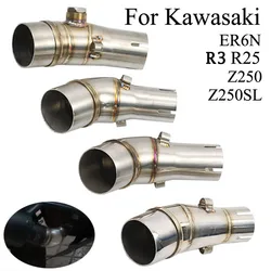 51mm inlet Motorcycle Exhaust Muffler Middle Stainless steel Mid Link Pipe For Yamaha R3 Kawasaki ER6N NINJIA250 Z250 Z250SL