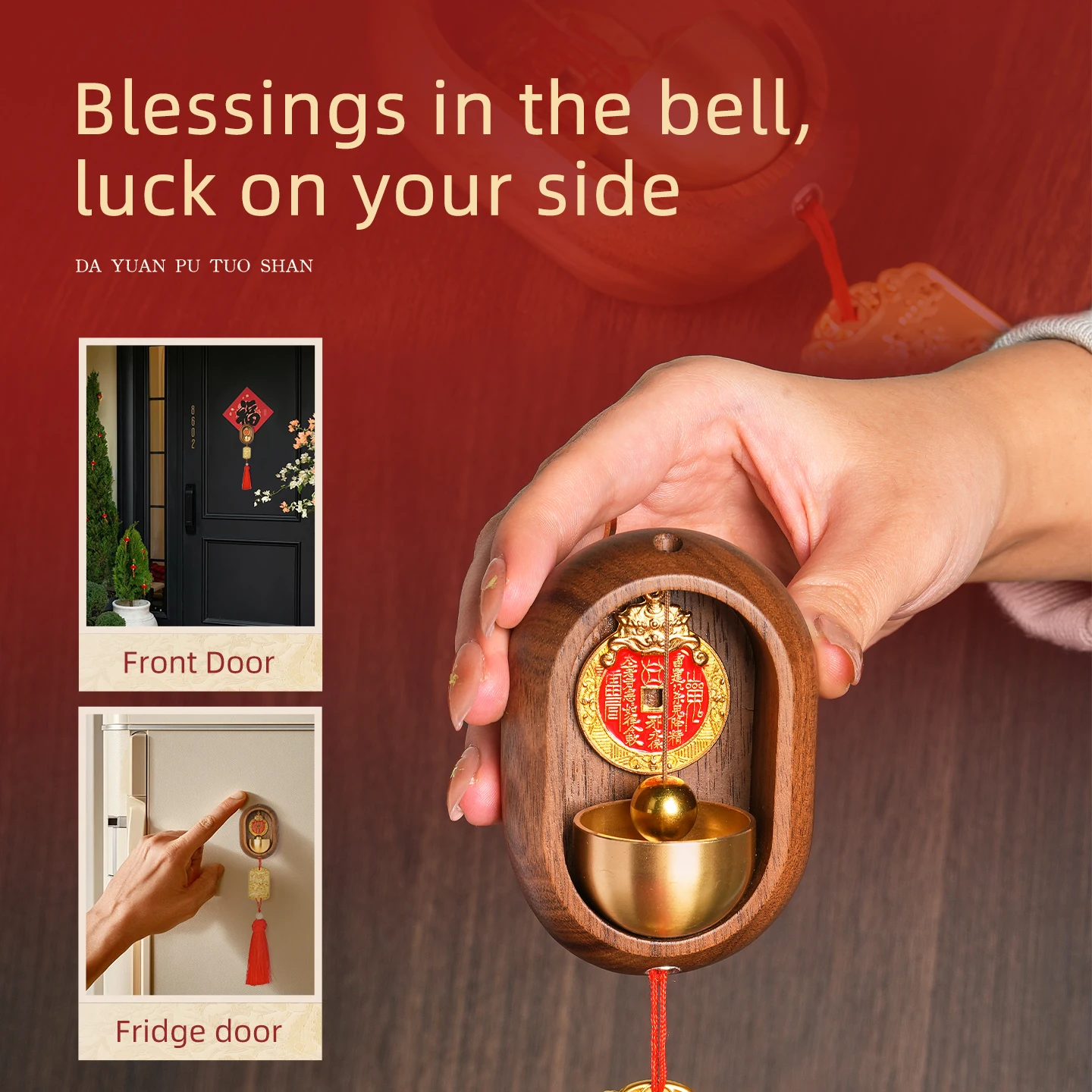 Feng Shui Wind Chime, Lucky Charm for Front Door, Wealth Attraction, Door Bell, Gift for Housewarming or Friends