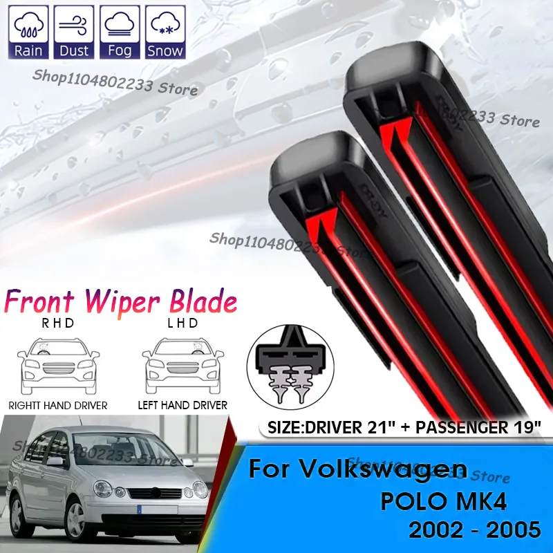 

Автомобильные щетки стеклоочистителя для Volkswagen POLO MK4 2002-2005, лобовое стекло, передние щетки 21 "+ 19", автомобильные аксессуары