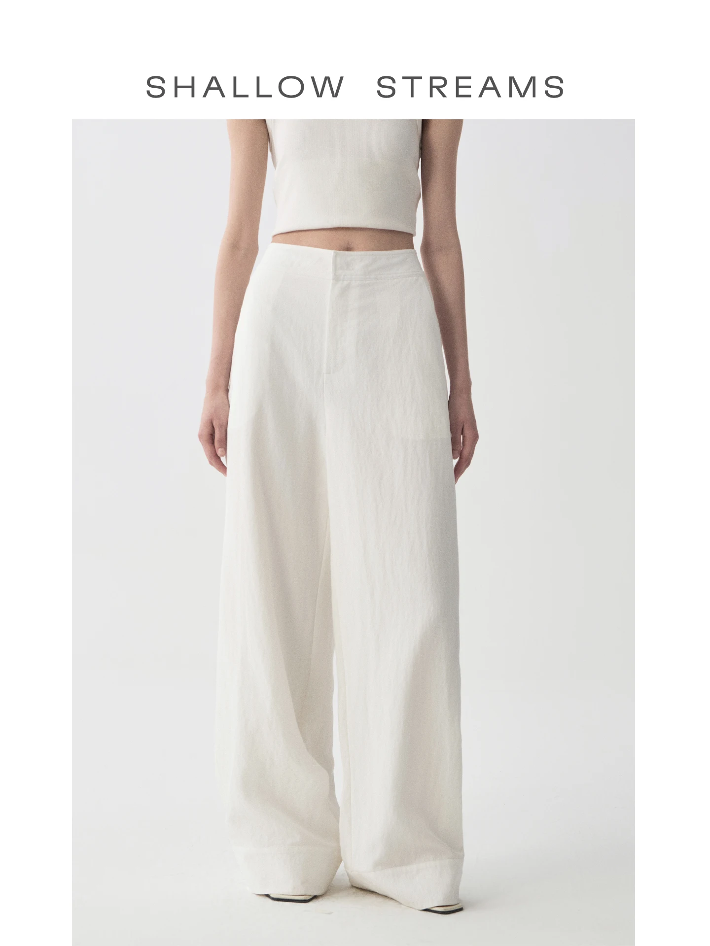 

Shallow Streams Minimalist Luxury Comfortable Wide Leg Pants Casual White Silk Long Pants Summer Women's Fashion Low Waist