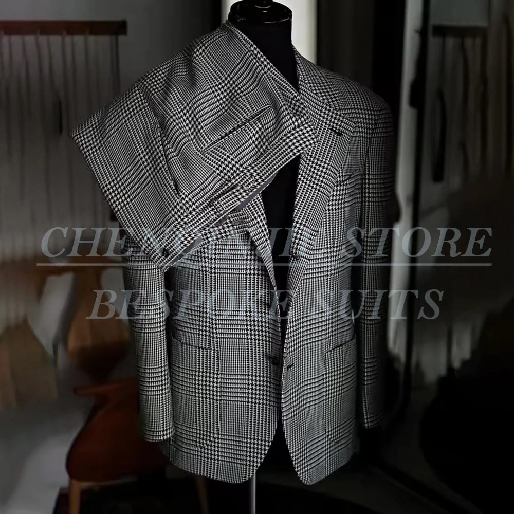 

Luxury Glen Plaid Men's Suits Formal Single Breasted Notch Lapel Blazer High Quality 2 Piece Jacket Pants Full Sets Outfits
