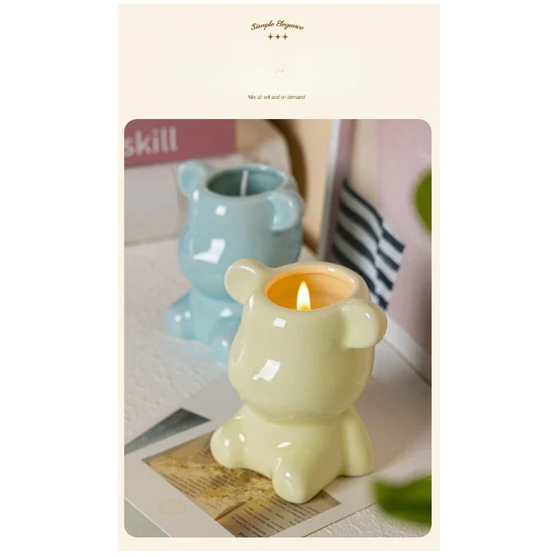 Bonito pequeno urso velas aromáticas caixa de presente com rosa fragrância decoração do quarto presente de aniversário para amigos presente companheiro