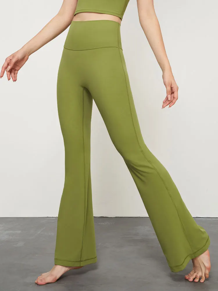 Free Size Sports Flared Leg Leggings Women Gym Fitness Yoga Pants Hip Lift Slim Bell Bottoms Soft Fabric Wide Leg Pants