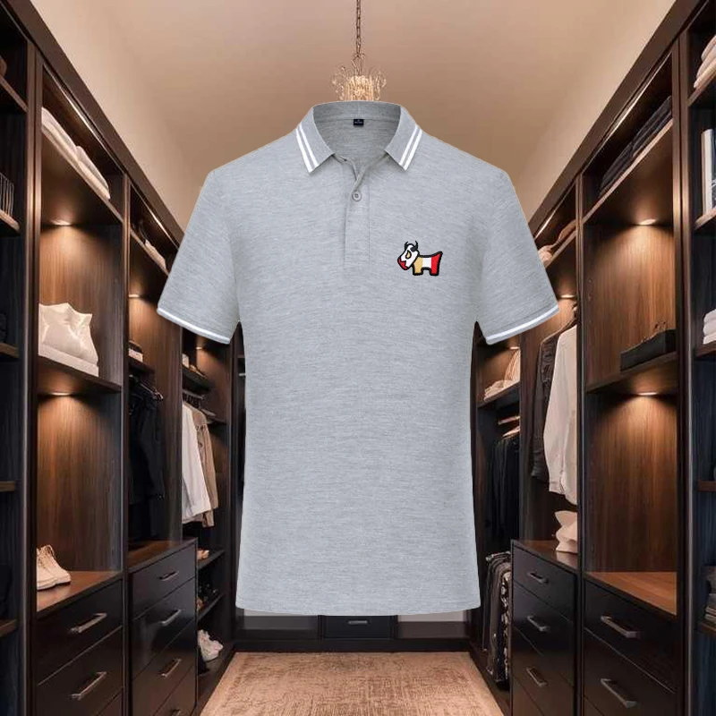 

Летняя модная повседневная рубашка-поло с короткими рукавами и принтом для мужчин и женщин, удобная дышащая тканевая футболка