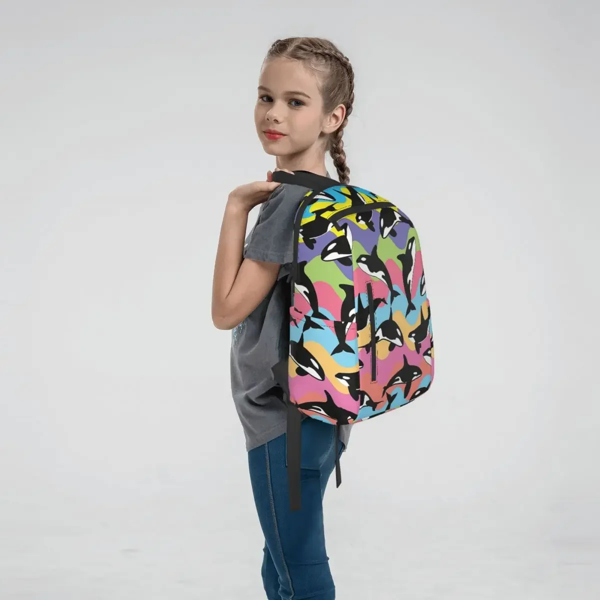 Orca Killer Whale Backpack Daypack Kids BookBag School Bag Shoulder Bags for Men Women