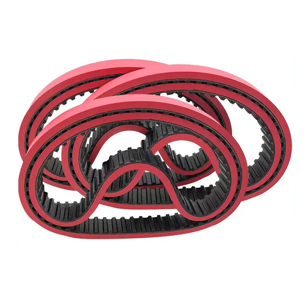 Heat Resistant Open Ended PU Food Grade Timing Belt Factory Direct T10-660-900mm Red Rubber Timing Belt For VFFS Packing Machine