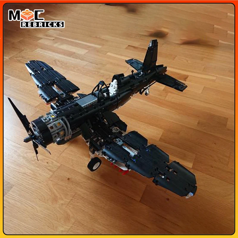 High-tech Building Block Airplane Series Vought F4U Corsair WW2 Military Fighter Model Bricks DIY Collection Assembly Kids Toys