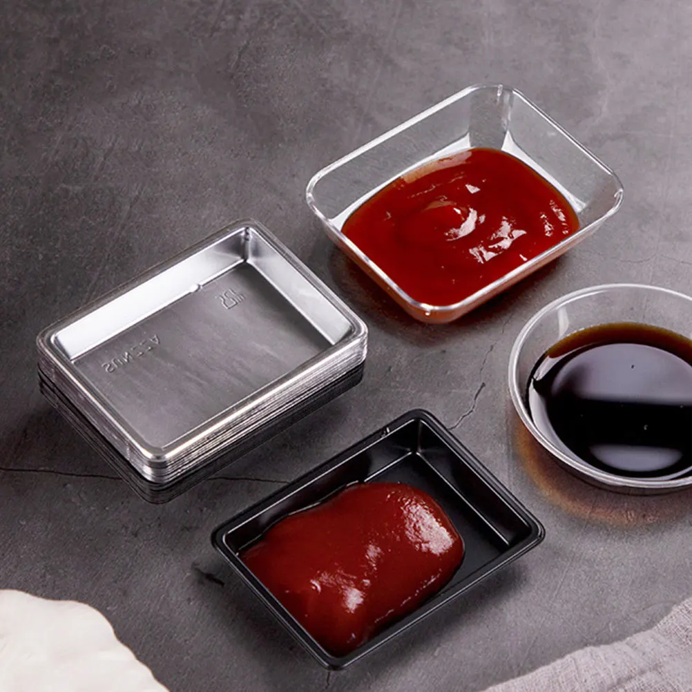 

100pcs Disposable Sauce Dishes Plastic Safe Odor-Free Seasoning Trays Mustard Vinegar Iced Snacks Home Restaurant Use