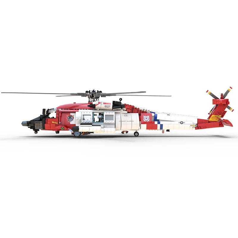 Moc Building Blocks Military Model Rescue Helicopter Technical Bricks DIY Assembly Construction Toys For Childr Holiday Gifts